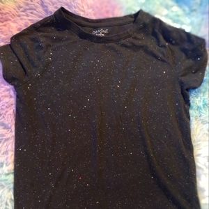 Cat & Jack girls black shirt with holo glitter